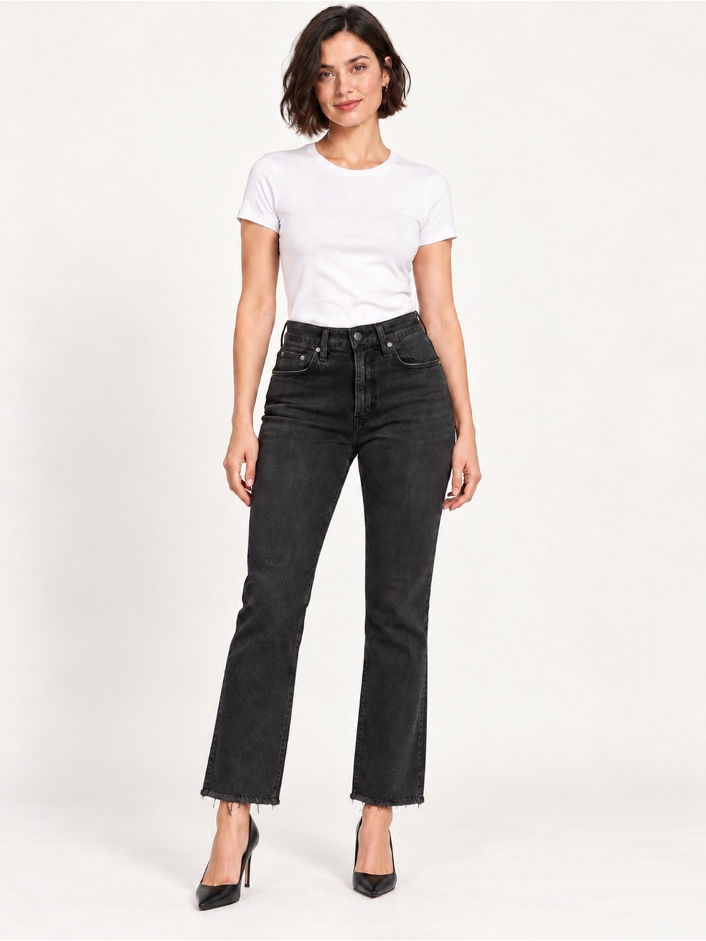 Rag & Bone Jean Washed Black Ankle Jeans Size 28 Raw Frayed Hem